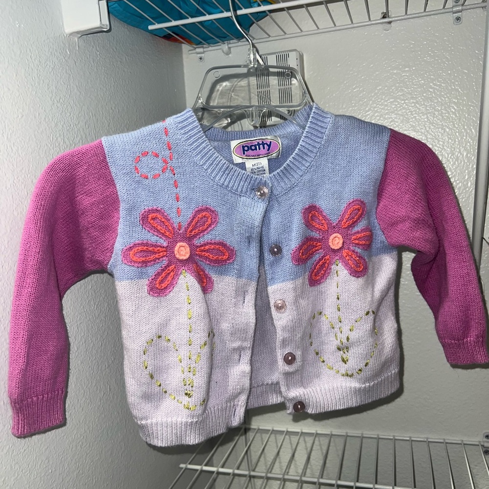 Kids Floral Cardigan - Pink and Lavender